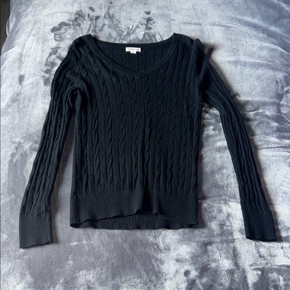 Women's Black V-Neck Sweater